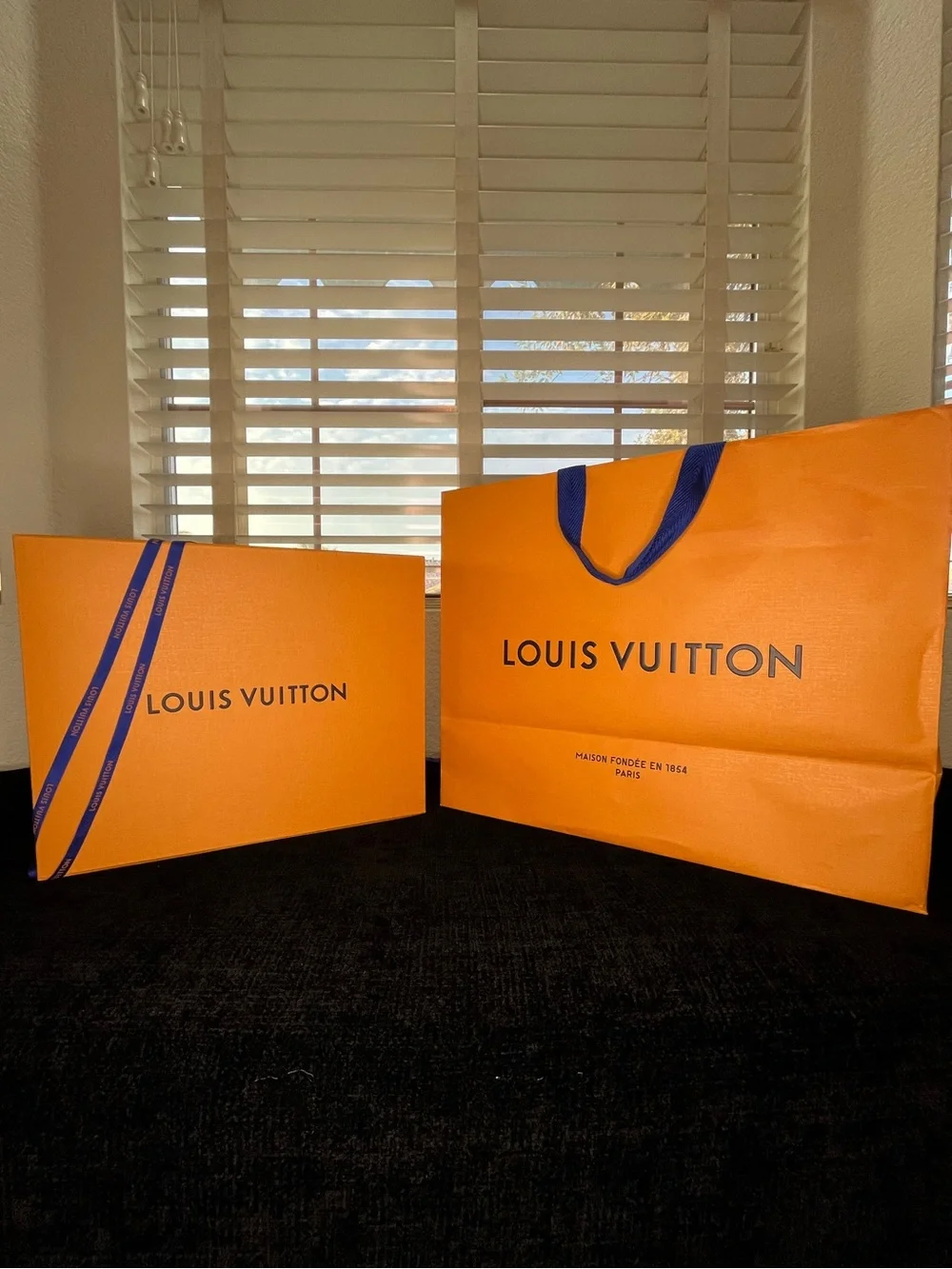 Authentic Louis Vuitton Empty Box, Shopping Bag, And Ribbon Set
